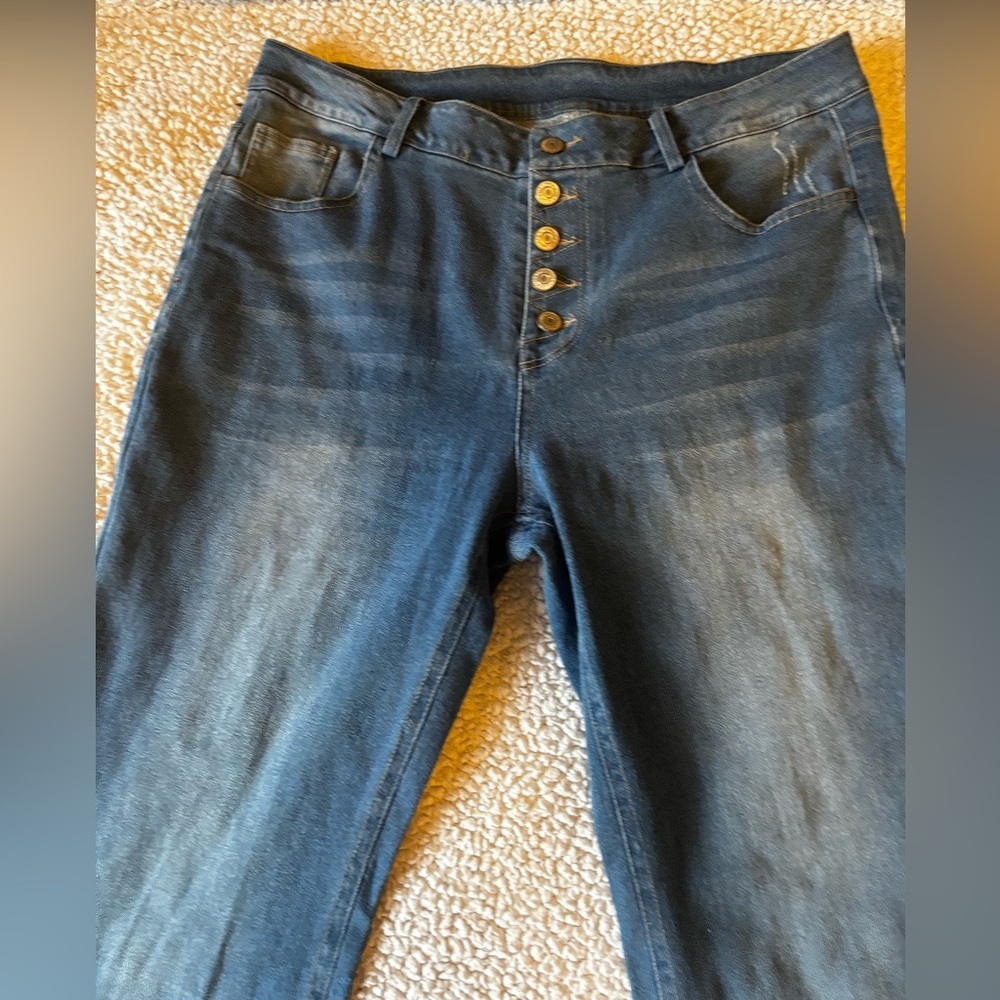 Unbranded High Rise Button Fly Stretch Straight‎ Leg Jeans XL